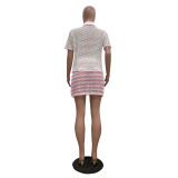 EVE Loose Knits Short Sleeve Beach Skirt 2 Piece Set TR-1331