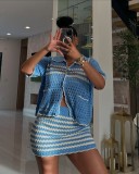 EVE Loose Knits Short Sleeve Beach Skirt 2 Piece Set TR-1331