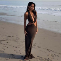 EVE Hollow Out Wrap Patchwork Long Maxi Dress GLAG-D4318763F