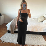 EVE Mesh Patchwork Backless Maxi Dress GLAG-D4B17938G