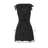 EVE V Neck Patchwork Mesh Print Mini Dress GLAG-D4318726F