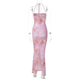 EVE Sexy Print Halterneck Maxi Dress GLAG-D4315842G