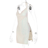 SC Backless Hollow Out Sequin Mini Dress GLAG-D2A10812G