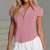 EVE Short Sleeve Plaid Print Shirts GNZD-51713TBD