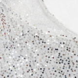 EVE Sexy Slash Neck Sequin Split Long Dress CYA-901797