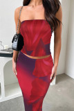 EVE Solid Color Wrap Chest Long Skirt 2 Piece Set MZ-2890