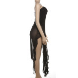 EVE Solid Color Irregular Split Tassel Jumpsuit GYME-K25K65868