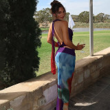 EVE Sexy Mesh Print Backless Vest Two Piece Skirts Set GYME-K25S67644