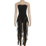 EVE Solid Color Irregular Split Tassel Jumpsuit GYME-K25K65868