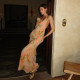 EVE Print Tie Up Mesh V Neck Maxi Dress GYME-K25D68271