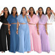 EVE Solid Lapel Crop Top And Wide Leg Pants 2 Piece Set SFY-716