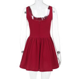 EVE Solid Color U Neck Mini Dress FL-ZX25047PFO