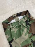 EVE Wrap Chest Cardigan Buttoned Camouflage Romper LSD-24371