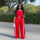 EVE Stripe Wrap Chest Tops And Split Pants Suit GYSF-1107