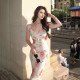 EVE V Neck Print Sling Midi Dress FL-YL25141PFO