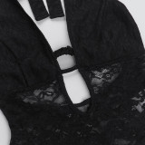 EVE Deep V Neck See Through Bodysuit FL-ZX25063MHO