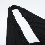 EVE Sexy V Neck Backless Solid Color Jumpsuit FL-YL25001MHO