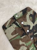 EVE Wrap Chest Cardigan Buttoned Camouflage Romper LSD-24371