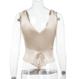 EVE Deep V Neck Sport Sleeveless Tops FL-ZX25113MHO