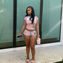 EVE Short Sleeve Print Sport Yoga Short Suit FL-HH25005MHO