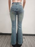 EVE Fashion Zipper Micro Flare Jeans TK-6343