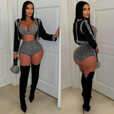 EVE Plus Size Hot Drill Long Sleeve Three Piece Set NY-3508