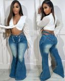 EVE Fashion Zipper Micro Flare Jeans TK-6343
