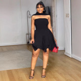 EVE Irregular Double Layered Hem Tube Tops Mini Dress NY-11067