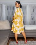 EVE Plus Size  Floral Print V-Neck Patchwork Color Clash Mini Dress NY-3601