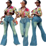 EVE Fashion Zipper Micro Flare Jeans TK-6343