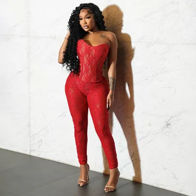 EVE Sexy Lace See Through Two Piece Pants Set GDSF-D25ST124