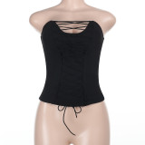 EVE V-neck Crossover Hollow Out Wrap Tops FL-WQ25103MHO