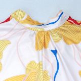 EVE Plus Size  Floral Print V-Neck Patchwork Color Clash Mini Dress NY-3601