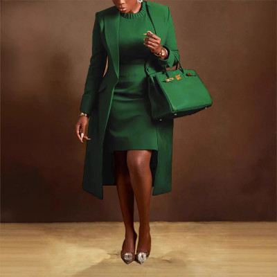EVE Plus Size Lapel Split Blazer Vest Dress Two Piece Set NY-3370