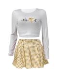 EVE Casual Plaid Print And Pod Skirts Two-piece Set GLF-10008-1