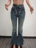 EVE Fashion Zipper Micro Flare Jeans TK-6343