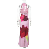 EVE Sexy Print Sleeveless Backless Maxi Dress FL-XY25126PFO