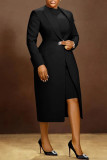 EVE Plus Size Lapel Split Blazer Vest Dress Two Piece Set NY-3370