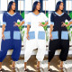 EVE Plus Size V Neck Patchwork Contrast Color Loose Jumpsuit NY-3600