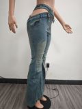 EVE Fashion Zipper Micro Flare Jeans TK-6343