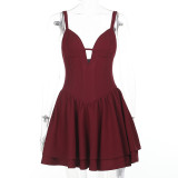 EVE Solid Color V Neck Sleeveless Mini Dress FL-XY25137MHO