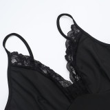 EVE Lace Patchwork Solid Color Sling Jumpsuit FL-CF25085MHO