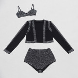 EVE Plus Size Hot Drill Long Sleeve Three Piece Set NY-3508