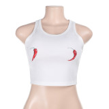 EVE Sleeveless Print Solid Color Tank Tops FL-YJ25044MHO