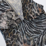 EVE Sexy V Neck Irregular Print Two Piece Skirts Set FL-JY25101MHO