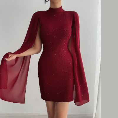 EVE Hot Drill Patchwork Petal Sleeve Mini Dress GFRT-60001DBL