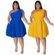 EVE Plus Size Solid Color Slash Shoulder Midi Dress GDAM-218703
