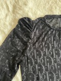 VIP1 Letter Print Long Sleeve Mesh Tops QKYF-71601