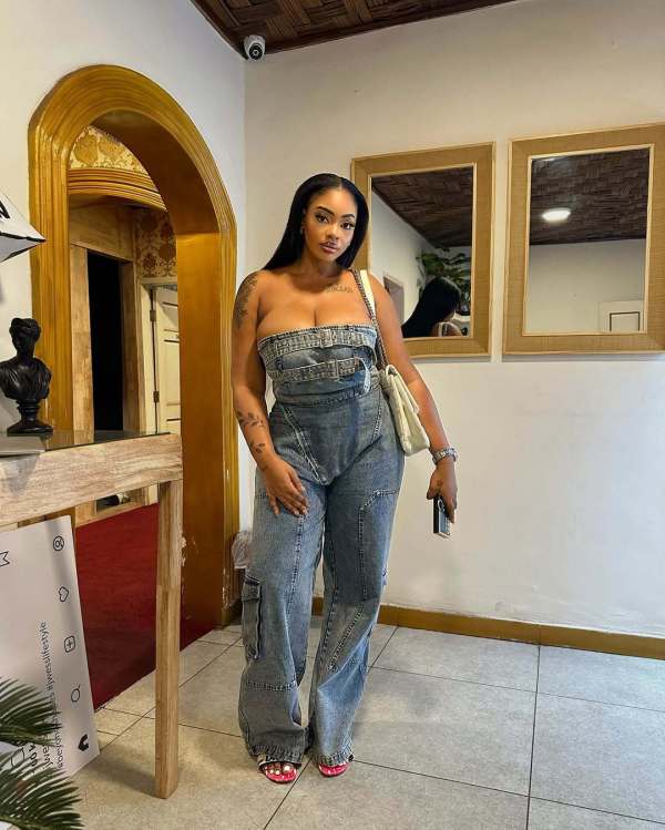 EVE Fashion Wrap Denim Wide Leg Jumpsuit TR-1333