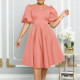 EVE Plus Size Solid Color Lantern Sleeve Midi Dress GCZF-8631